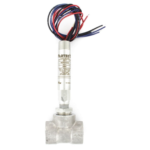 Mini-size flow switch, stainless steel upper and lower body, 1" NPT, stainless steel tee.