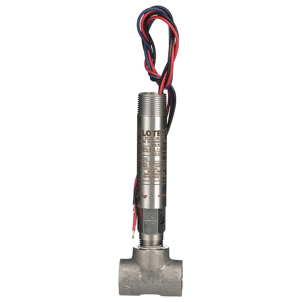 Mini-size flow switch, stainless steel upper and lower body, 1/2" NPT, stainless steel tee.