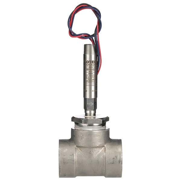 Mini-size flow switch, stainless steel upper and lower body, 2" NPT, stainless steel tee.