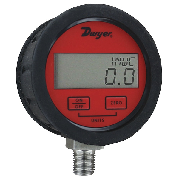 Digital Process Pressure Gauge, 0 to 15 psi, 3 in Dial, 1/4 in NPT, Bottom Location