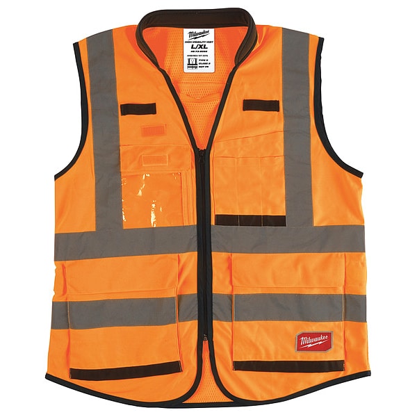 Class 2 High Visibility Orange Performance Safety Vest - L/XL