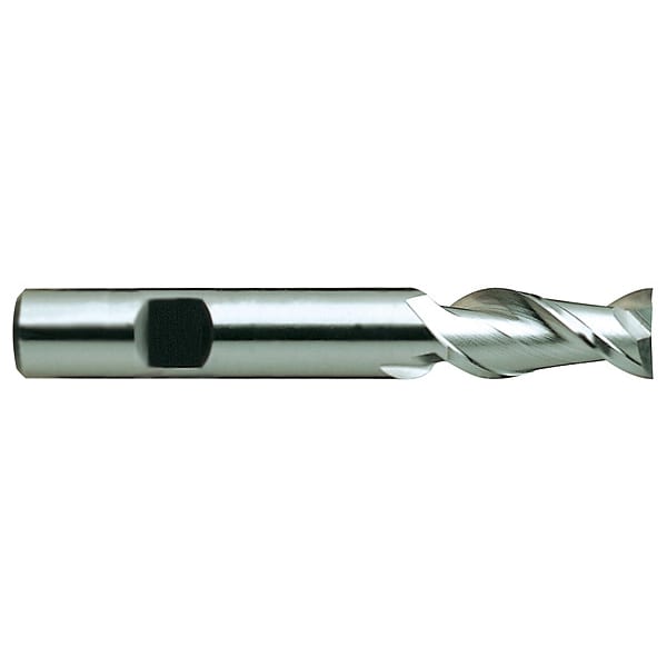 Square End Mill, Single End, 1/4", HSS, Cutting Direction: Right Hand