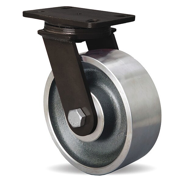 Plate Caster, Swivel, Steel, 10 1/4"H