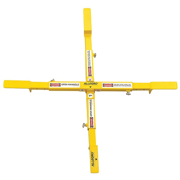Manhole Safety Cross, Steel, 15 lb., Yellow