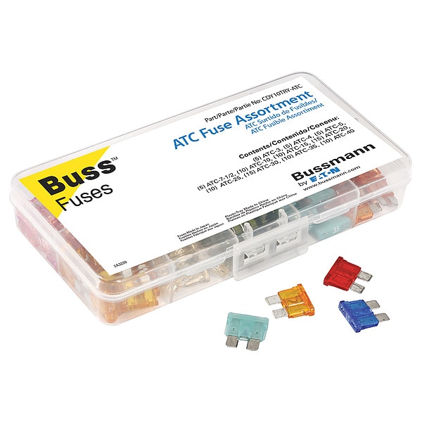 Automotive Fuse Kit, ATC Series, 100 Fuses Included, 3 to 40A, Not Rated