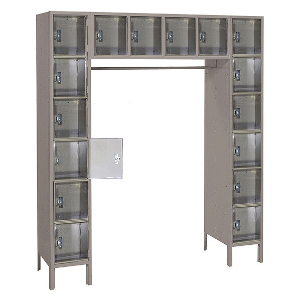Box Locker, (4) Wide, (6) Tier, Steel, Gray, Powder Coated Finish, 69 in W, 18 in D, 78 in H