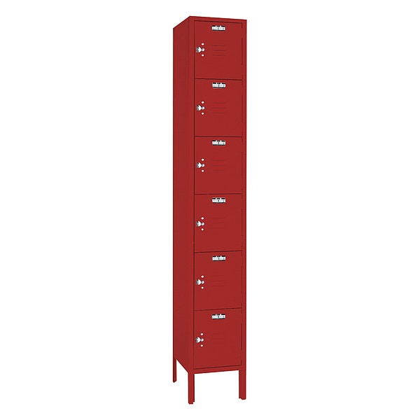 Wardrobe Locker, 12 in W, 18 in D, 78 in H, (1) Wide, (6) Tier