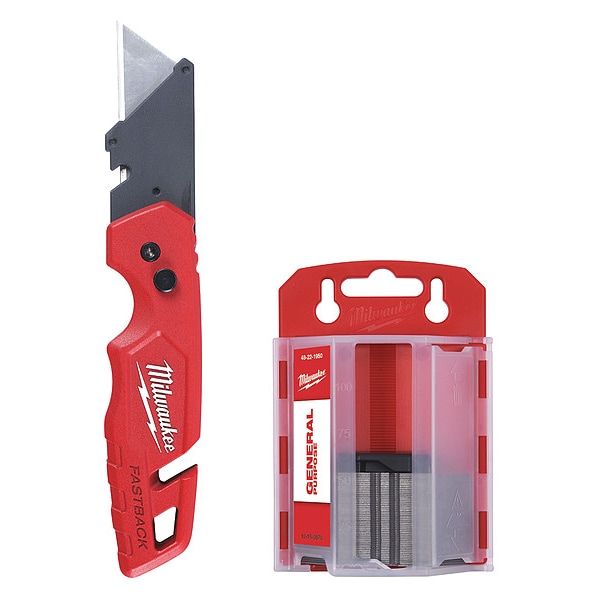 FASTBACK Folding Utility Knife with Blade Storage and 50 pc. Blades