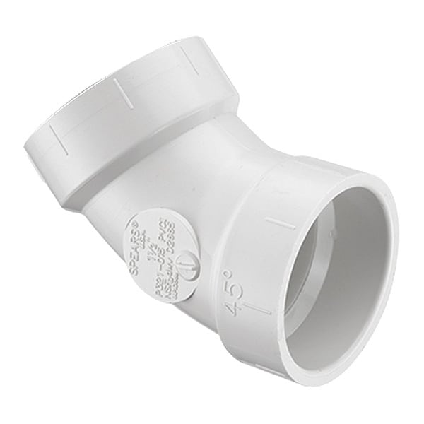 PVC Elbow, 45 Degrees, Socket, 6 in Pipe Size