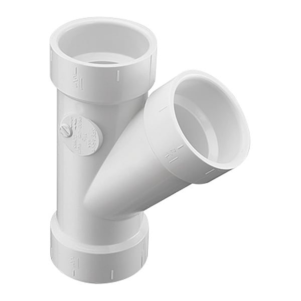 PVC Wye, Socket, 4 in Pipe Size