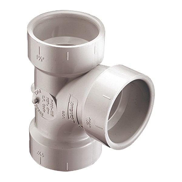 PVC Sanitary Tee, Socket, 4 in Pipe Size