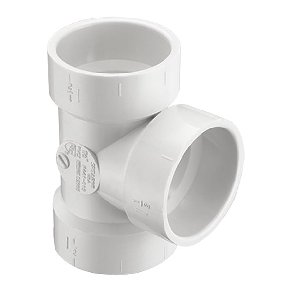 PVC Bull Nose Tee, Socket, 4 in Pipe Size