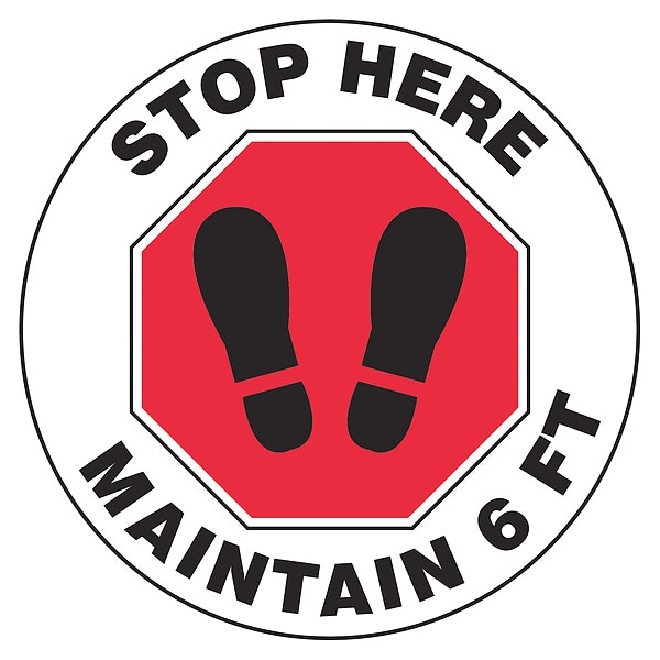 Floor Sign, 17 in H, 17 in W, Vinyl, English, MFS390