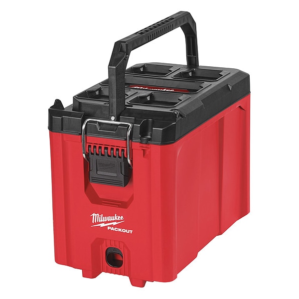 PACKOUT Compact Tool Box, Polypropylene, Black/Red, 16-1/4 in W x 10 in D x 13 in H
