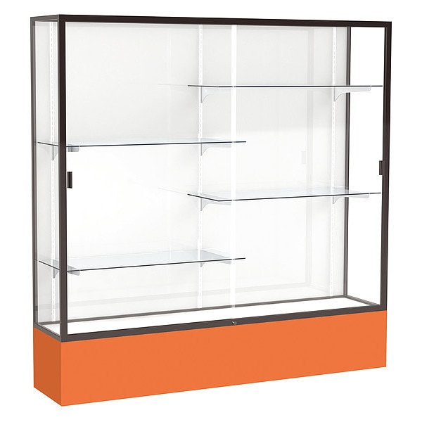 Spirit Floor Display Case 72x72x16, White, Bronze