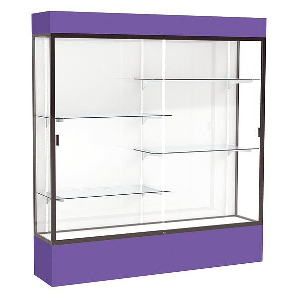 Lighted Floor Display Case 72x80x16, White, Bronze