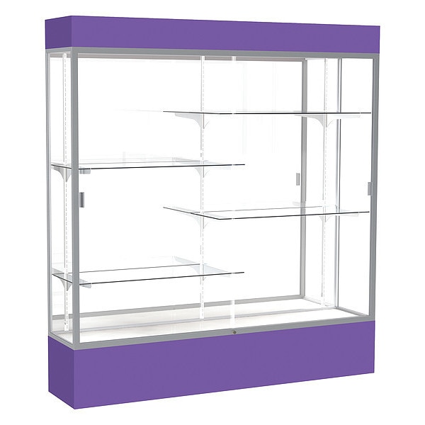 Lighted Floor Display Case 72x80x16, Mirror, Satin