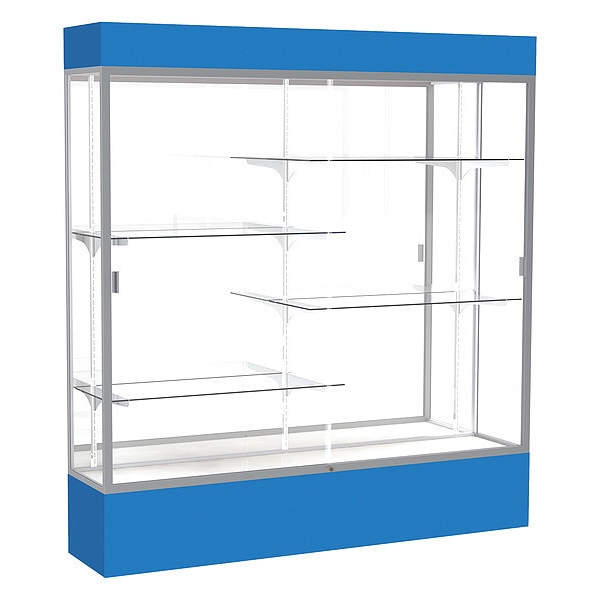 Lighted Floor Display Case 72x80x16, Mirror, Satin