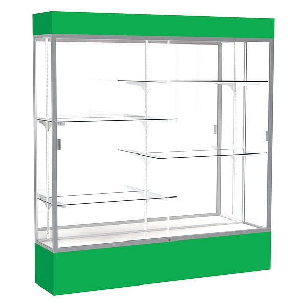 Lighted Floor Display Case 72x80x16, Mirror, Satin