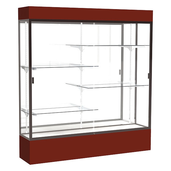 Lighted Floor Display Case 72x80x16, Mirror, Bronze