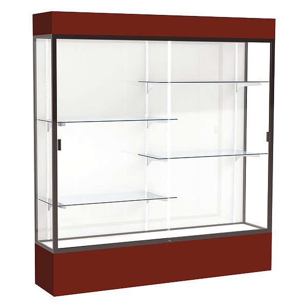 Lighted Floor Display Case 72x80x16, White, Bronze