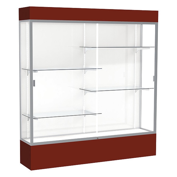 Lighted Floor Display Case 72x80x16, White, Satin