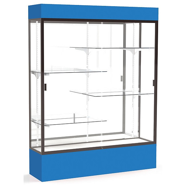 Lighted Floor Display Case 60x80x16, Mirror, Bronze