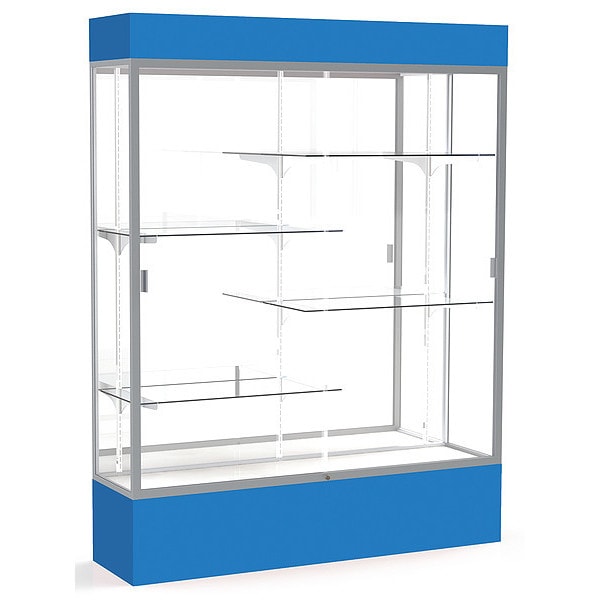 Lighted Floor Display Case 60x80x16, Mirror, Satin