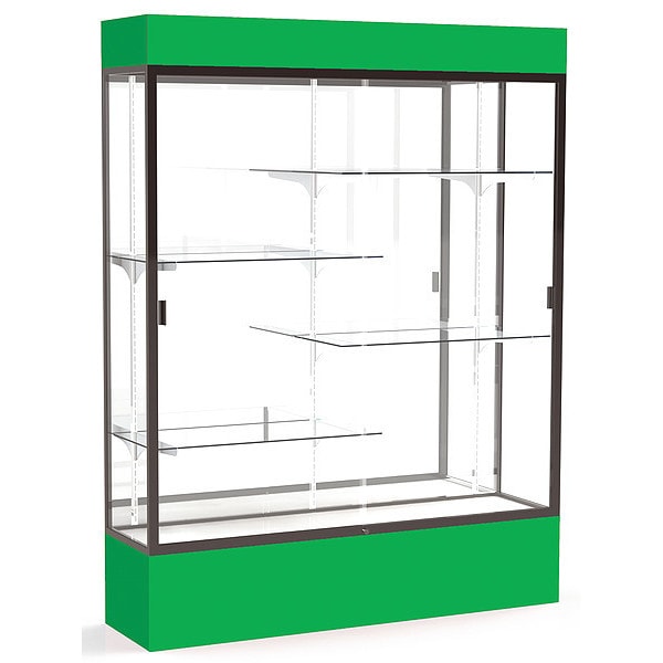 Lighted Floor Display Case 60x80x16, Mirror, Bronze