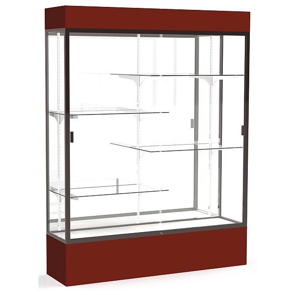 Lighted Floor Display Case 60x80x16, Mirror, Bronze
