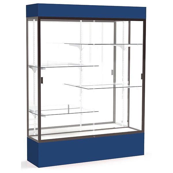 Lighted Floor Display Case 60x80x16, Mirror, Bronze