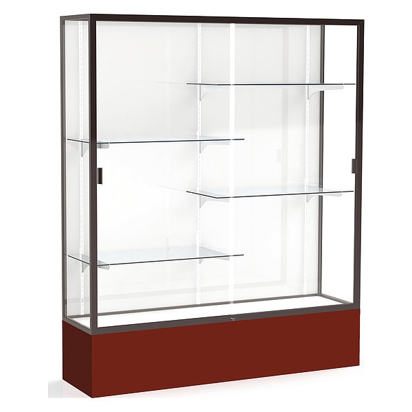 Spirit Floor Display Case 60x72x16, White, Bronze