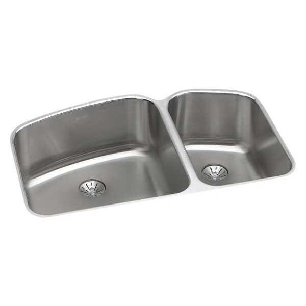 Sink, Undermount Mount, 0 Hole, Left Bowl 18" x 18.5", Right Bowl 11" x 17.6875", Lustrous Satin