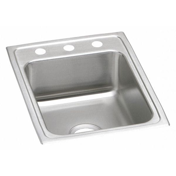 Sink, Drop-In Mount, 2 Hole, 13.5" x 16", Lustrous Satin
