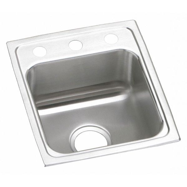Lustertone SS, 1 Bowl Top Mnt Sink, Drop-In Mount, 1 Hole, 10" x 10", Lustrous Satin
