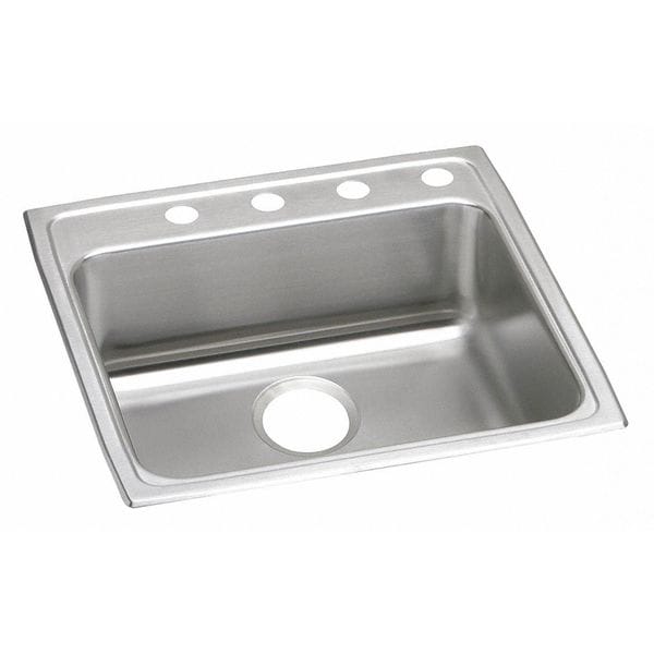 Lustertone SS, 1 Bowl Top Mnt Sink, Drop-In Mount, 2 Hole, 19" x 16", Lustrous Satin