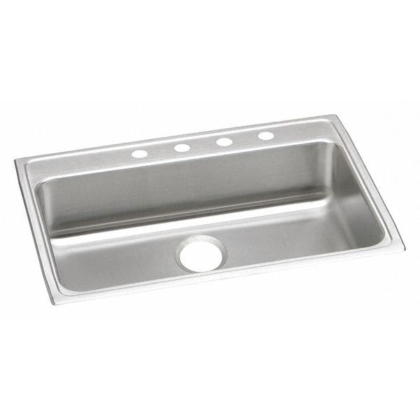 Lustertone, SS, 1 Bowl Top Mnt Sink, Drop-In Mount, 1 Hole, 28" x 16", Lustrous Satin