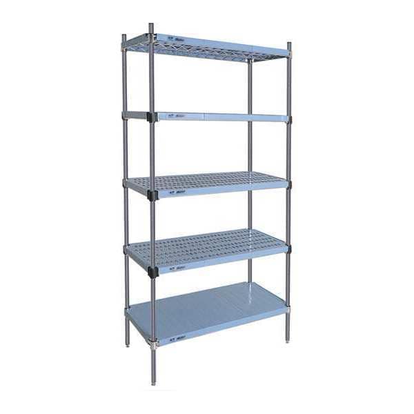 Starter Plastic Shelving Unit, 5 Shelves, Gray