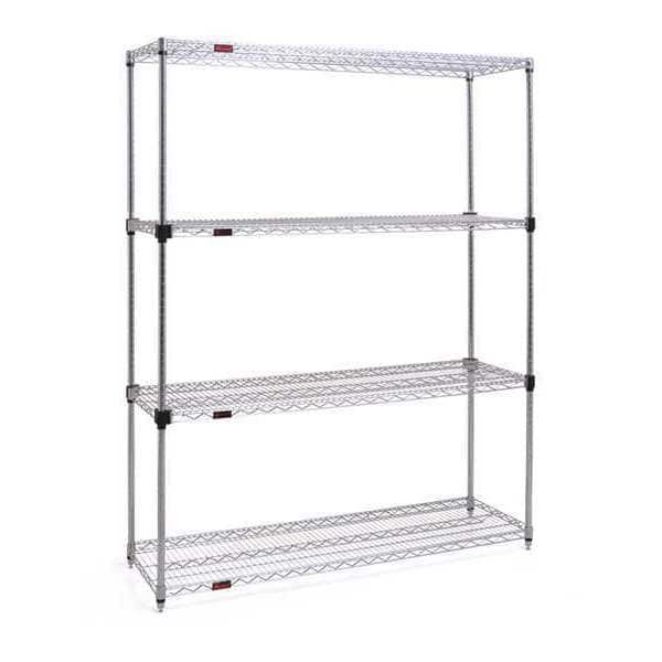 Wire Shelving Unit, 24"D x 48"W x 74"H, 4 Shelves, Chrome