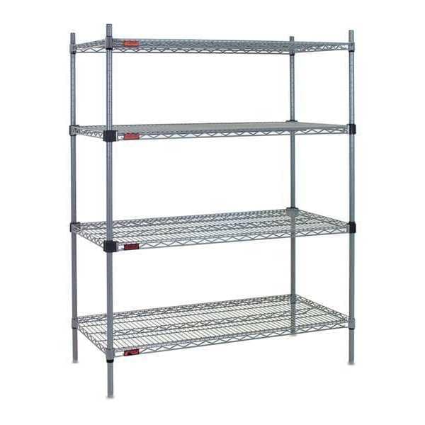 Wire Shelving Unit, 24"D x 48"W x 74"H, 4 Shelves, Gray