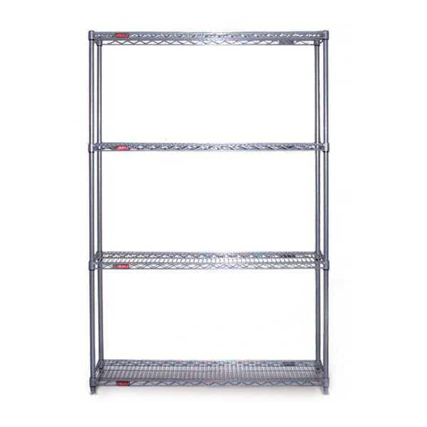 Wire Shelving Unit, 24"D x 48"W x 63"H, 4 Shelves, Gray