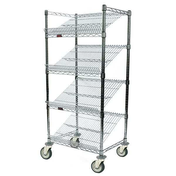 Visual Merchandising Cart, Steel, 4 Shelves, 24" L, 18-1/2" W, 68" H