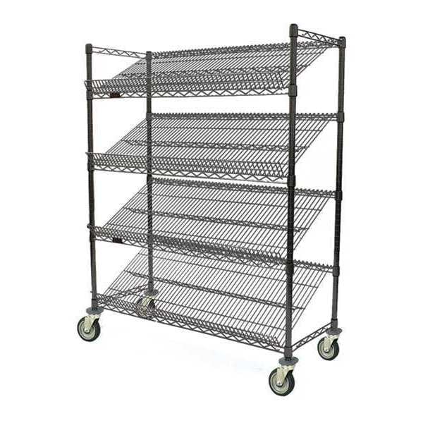 Visual Merchandising Cart, Steel, 4 Shelves, 24" L, 18-1/2" W, 68" H