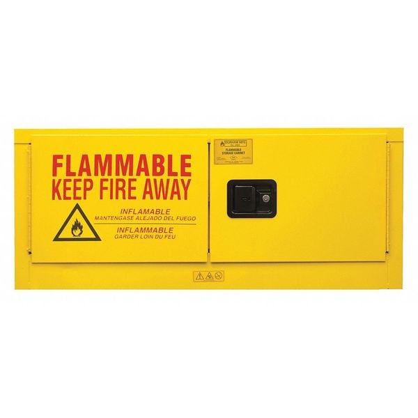 Flammable Safety Storage Cabinet, 12 gal, 1 Shelves, Steel, 43 in W x 18 in H x 18 in D, Yellow
