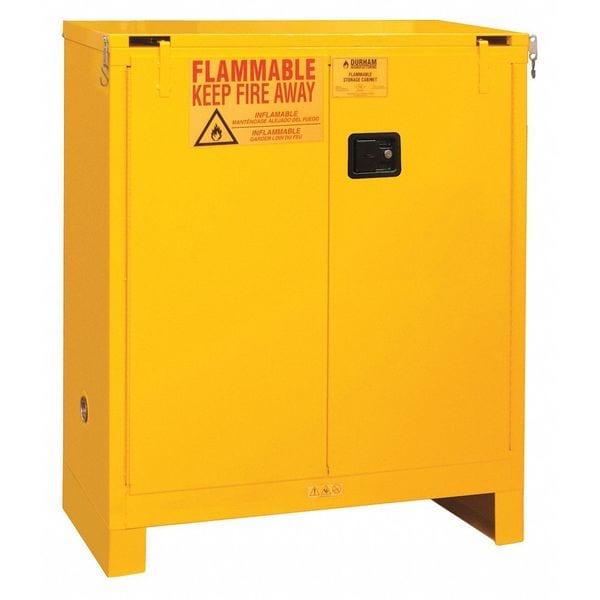 Flammable Safety Storage Cabinet, 30 gal, 2 Shelves, Steel, 43 in W x 51 1/2 in H x 18 in D, Yellow