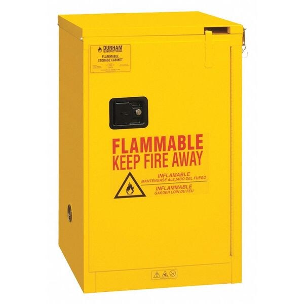 Flammable Safety Storage Cabinet, 16 gal, 1 Shelves, Steel, 23 in W x 45 1/2 in H x 18 in D, Yellow