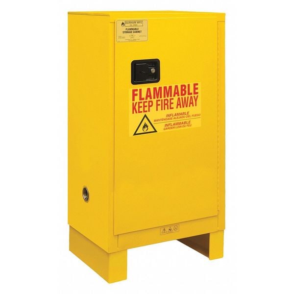 Flammable Safety Storage Cabinet, 16 gal, 1 Shelves, Steel, 23 in W x 50 in H x 18 in D, Yellow