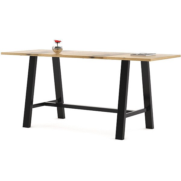 Round KFI Urban Loft 42" Round Top Breakroom Table, Natural Finish, Round Black Base, Bistro Height