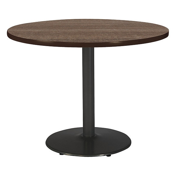 Round Ped Table, Studio Teak/Black, 42"Dx29"H, 29" (Cafe Height) H, HPL Top, Studio Teak