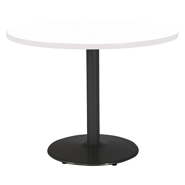 Round Ped Table, Designer White/Black, 42"Dx29"H, 29" (Cafe Height) H, HPL Top, Designer White